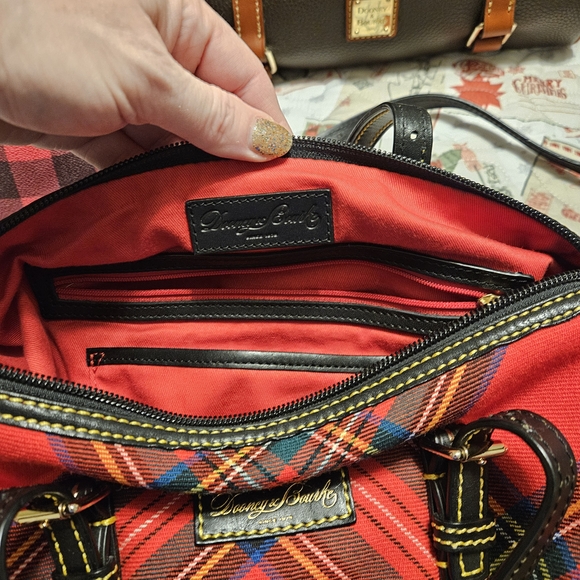 Dooney & Bourke Tartan Wool Red Plaid Satchel Set - Picture 9 of 16